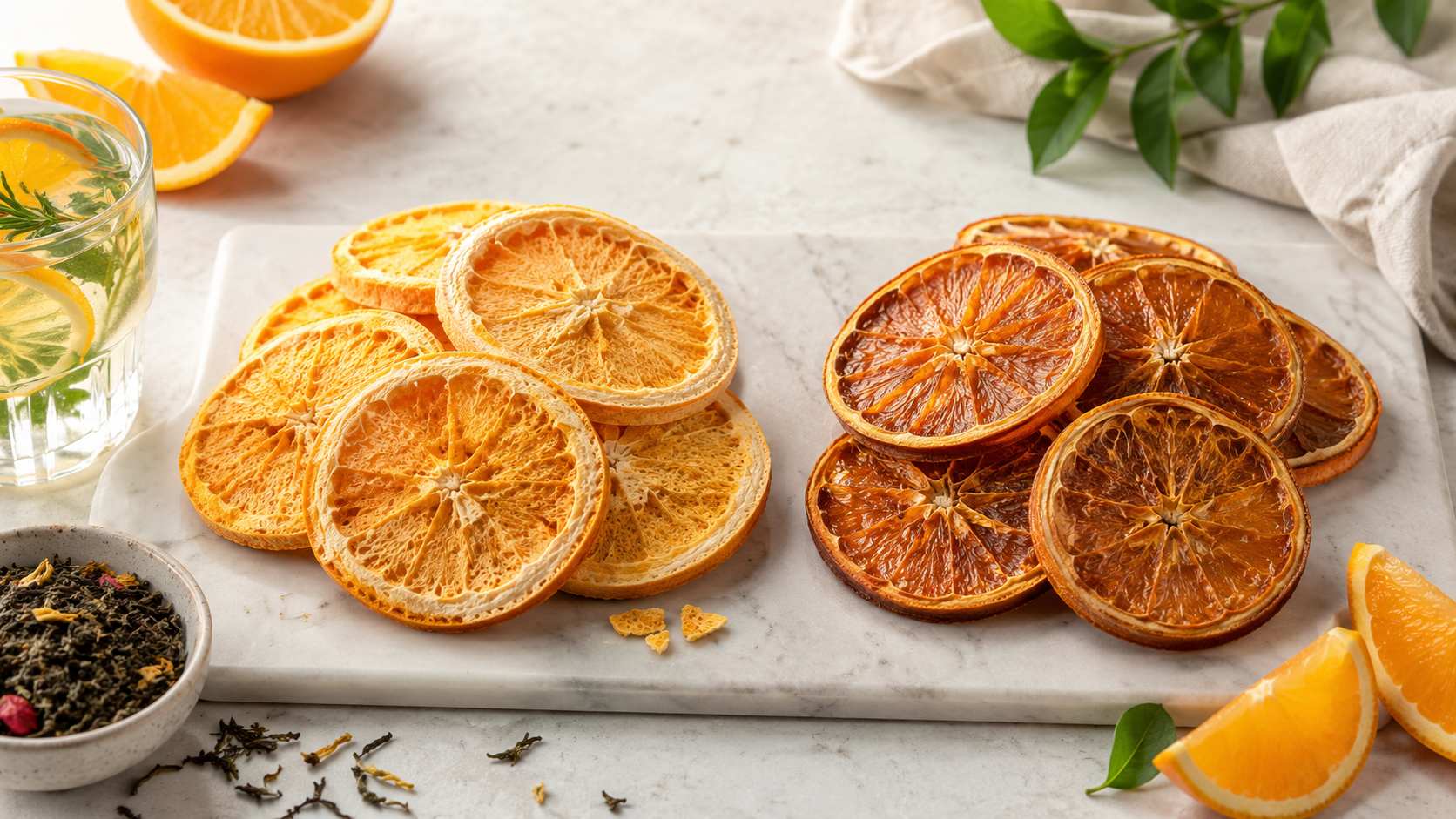 Freeze-Dried vs Dehydrated Orange Slices
