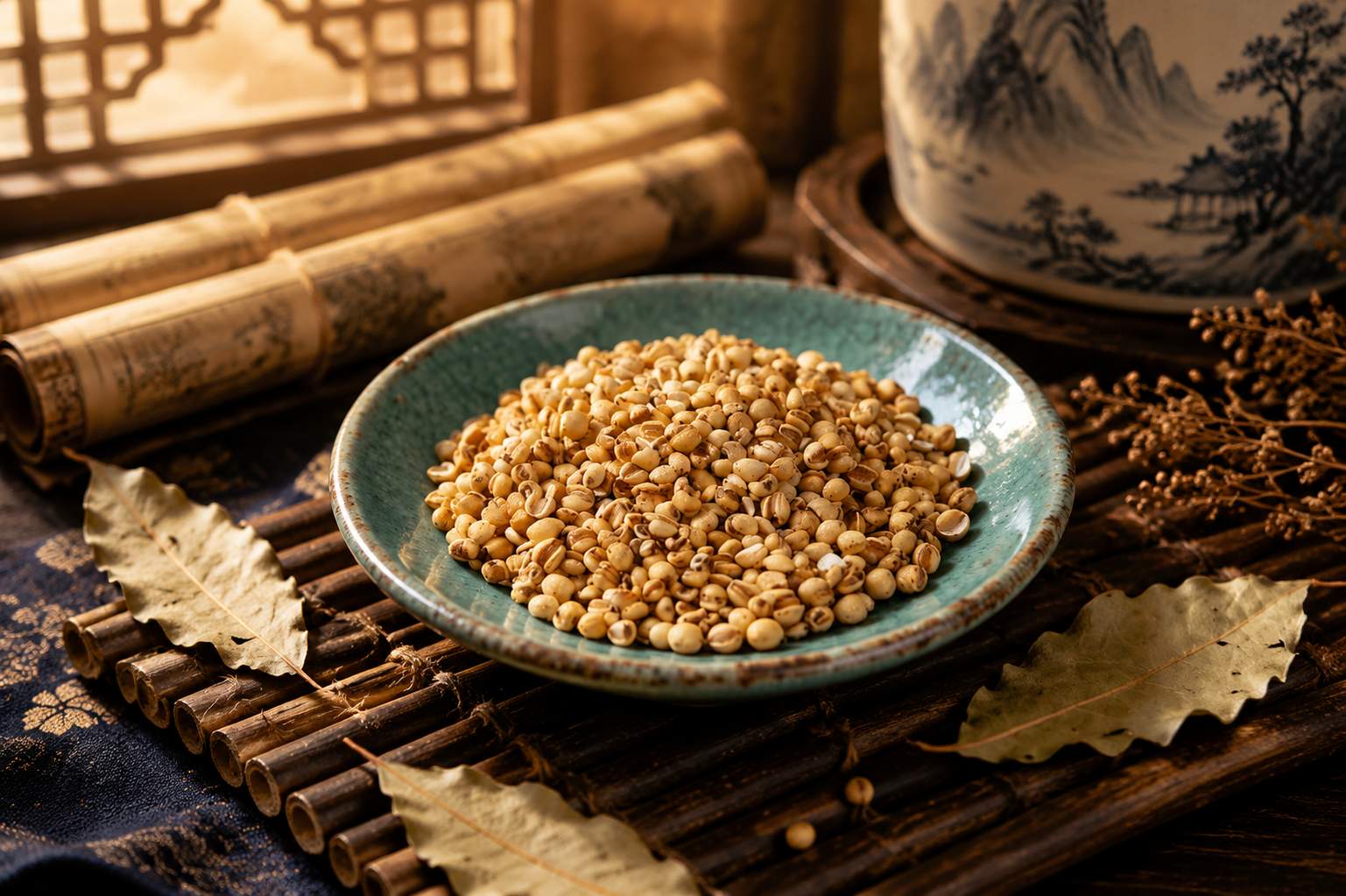 Stir-Fried Coix Seed with Bran